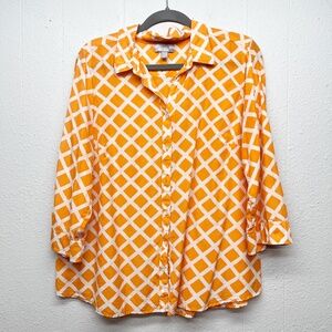 JCP Cotton Silk Shirt Womens 1X Casual Work Minimalist Quiet Luxury Lightweight